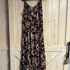 Torrid 4 super soft Floral Black Maxi Dress with Pink & Yellow Blooms